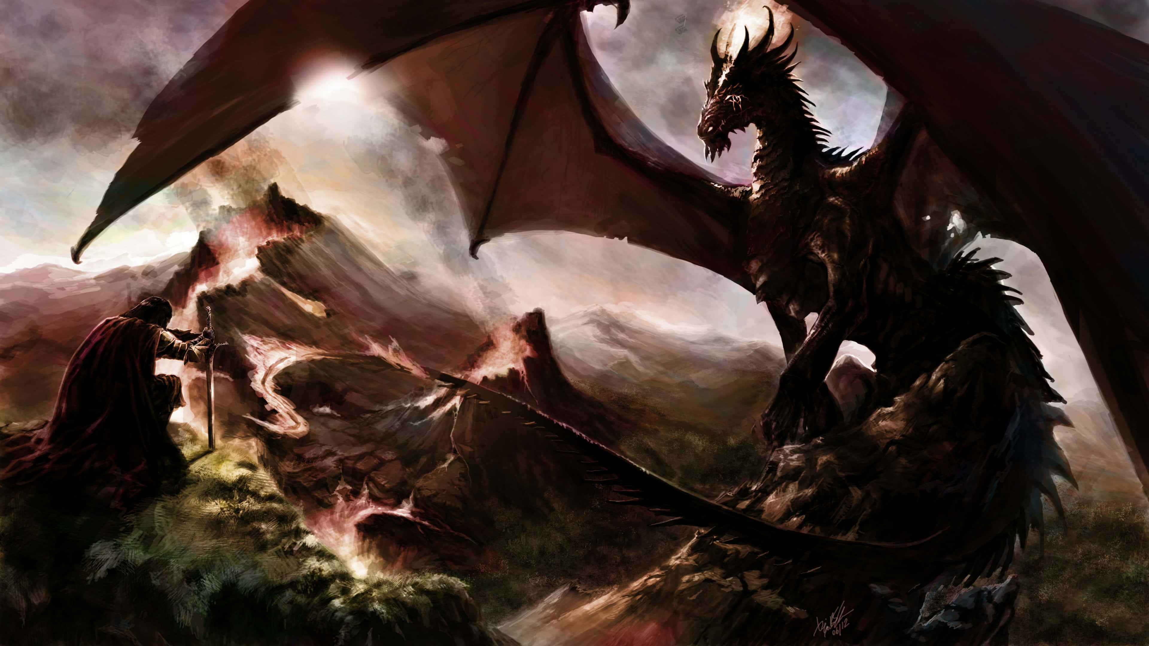 Epic Dragon 4K, dragon, mountain, 4K Desktop Wallpaper