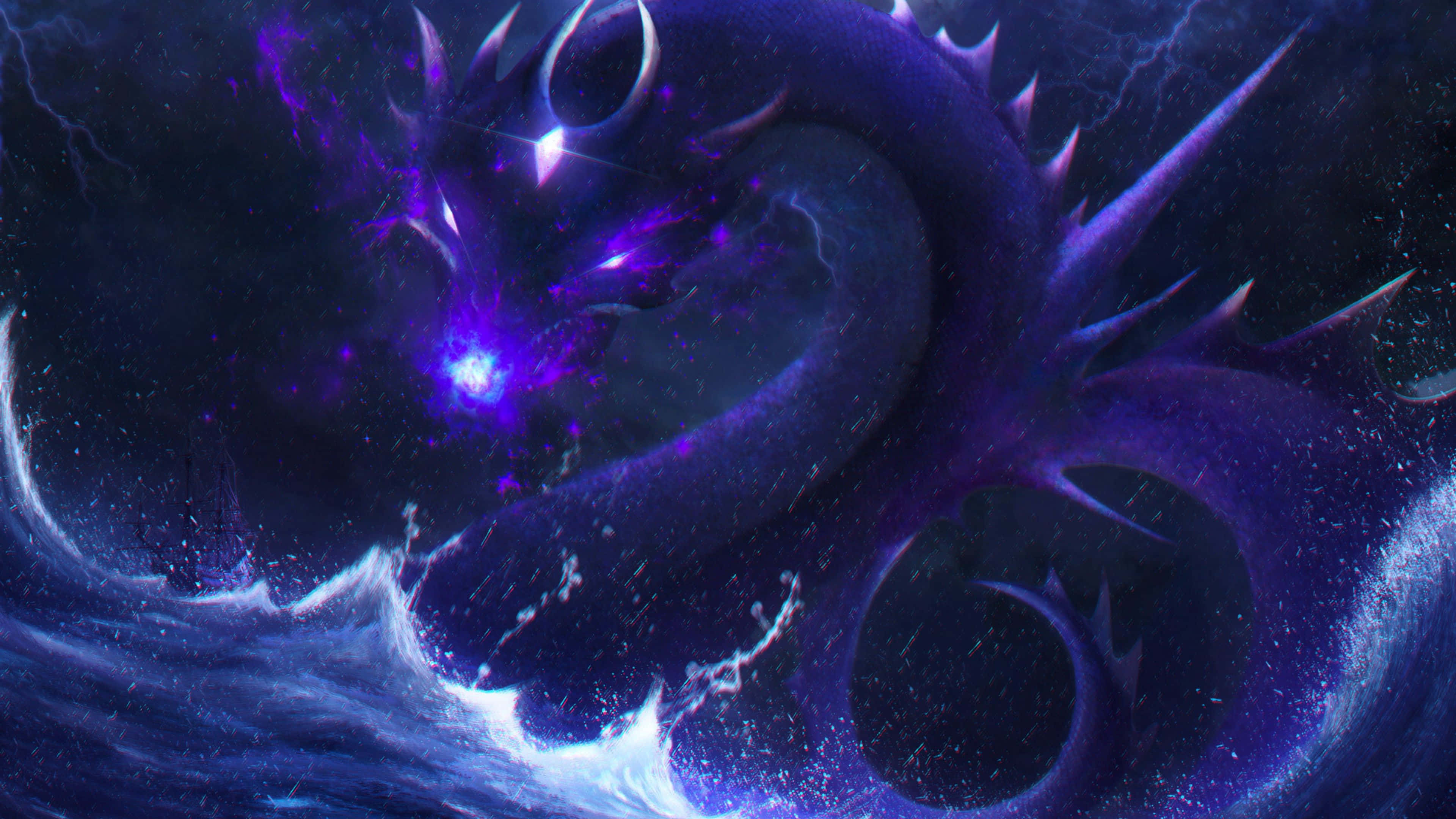 Epic Dragon 4K, cosmic dragon, starry nebula, 4K Desktop Wallpaper