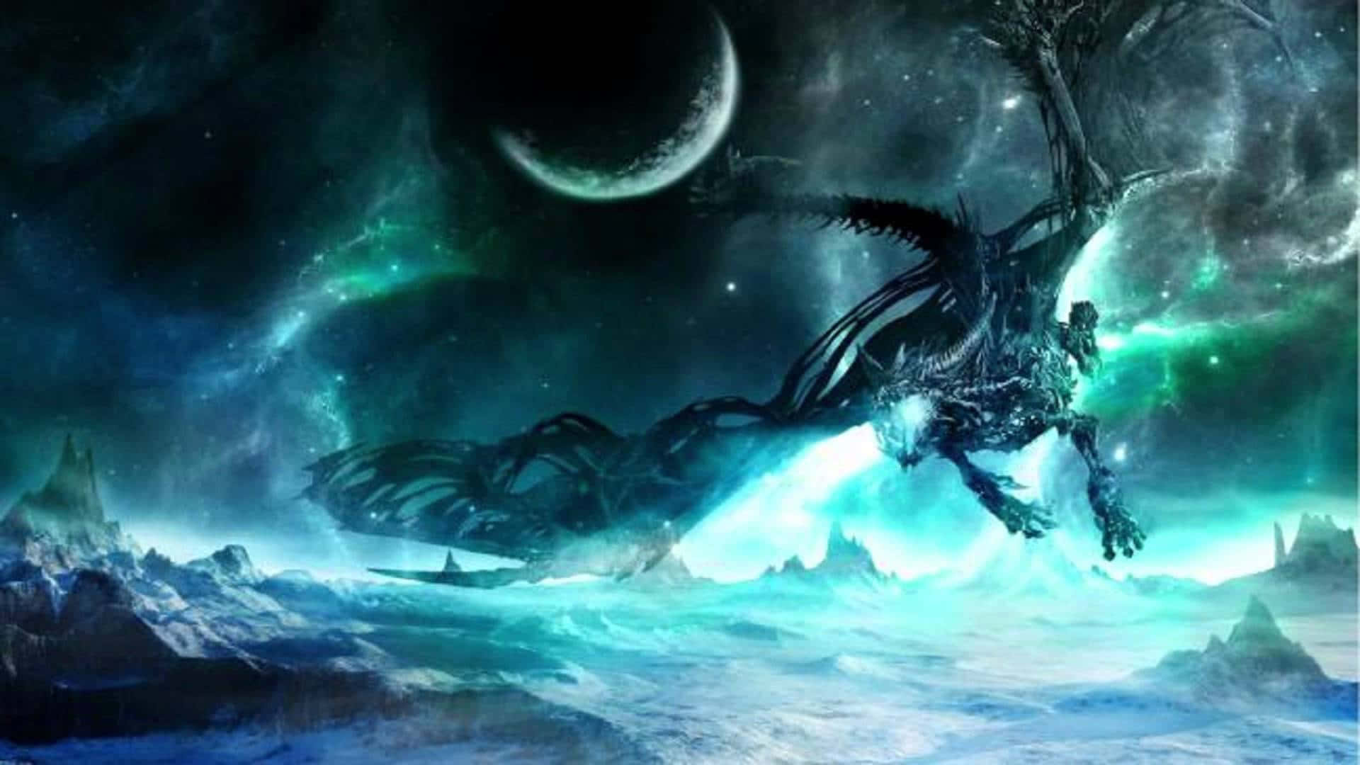 Epic Dragon, skeletal dragon, icy peaks, Full HD Desktop Wallpaper