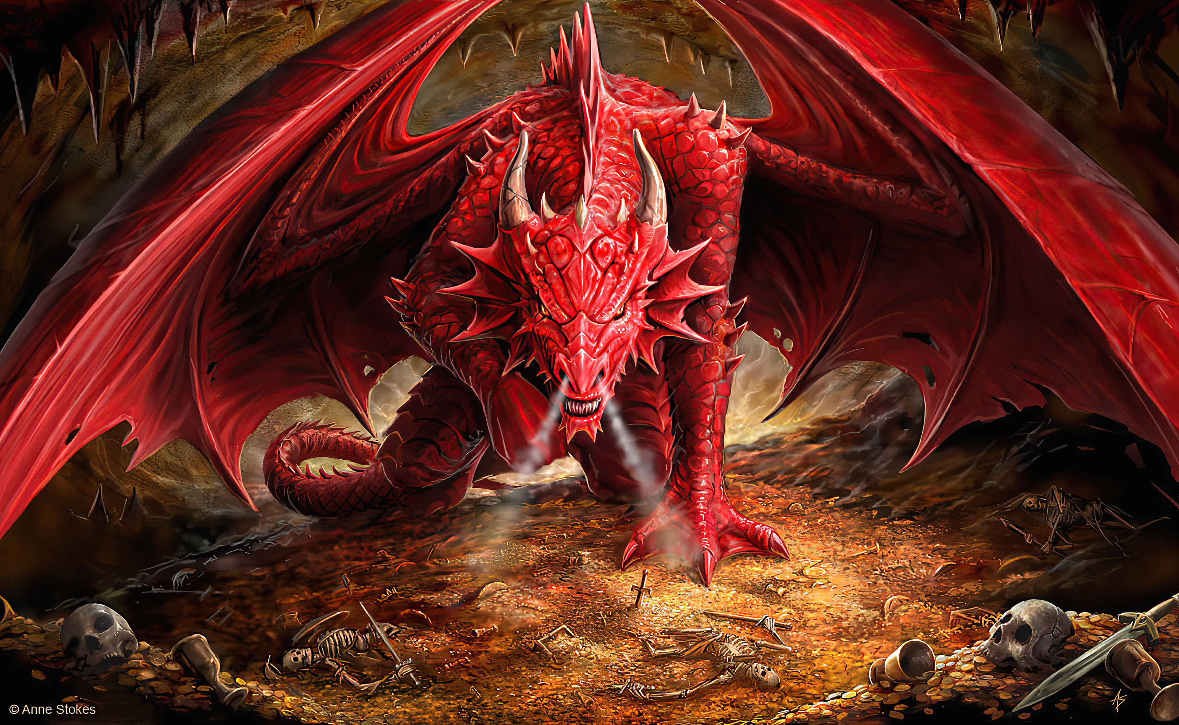 Epic Dragon 4K, red dragon, spiked scales, 4K Desktop Wallpaper