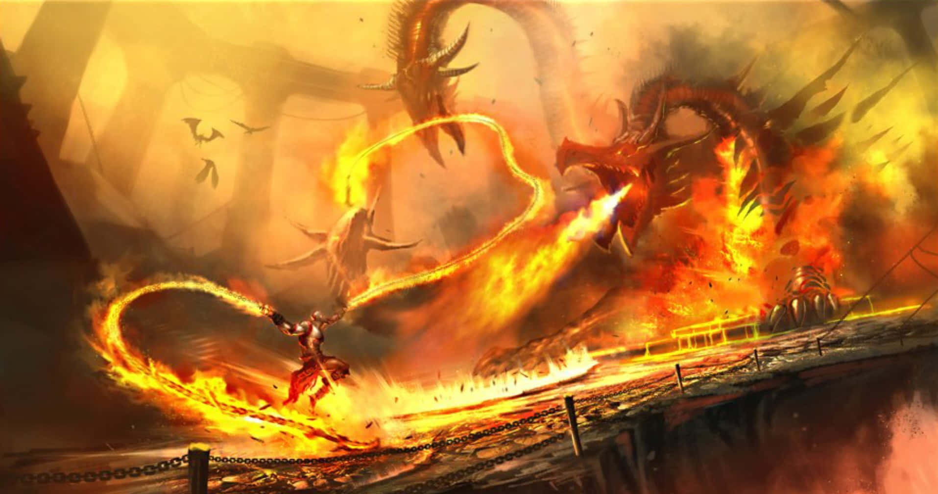 Epic Dragon, flaming whip, massive fiery dragon, HD Desktop Wallpaper