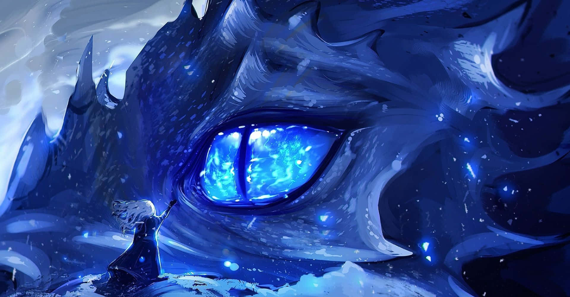 Epic Dragon, ice dragon, glowing blue eye, Full HD Desktop Wallpaper