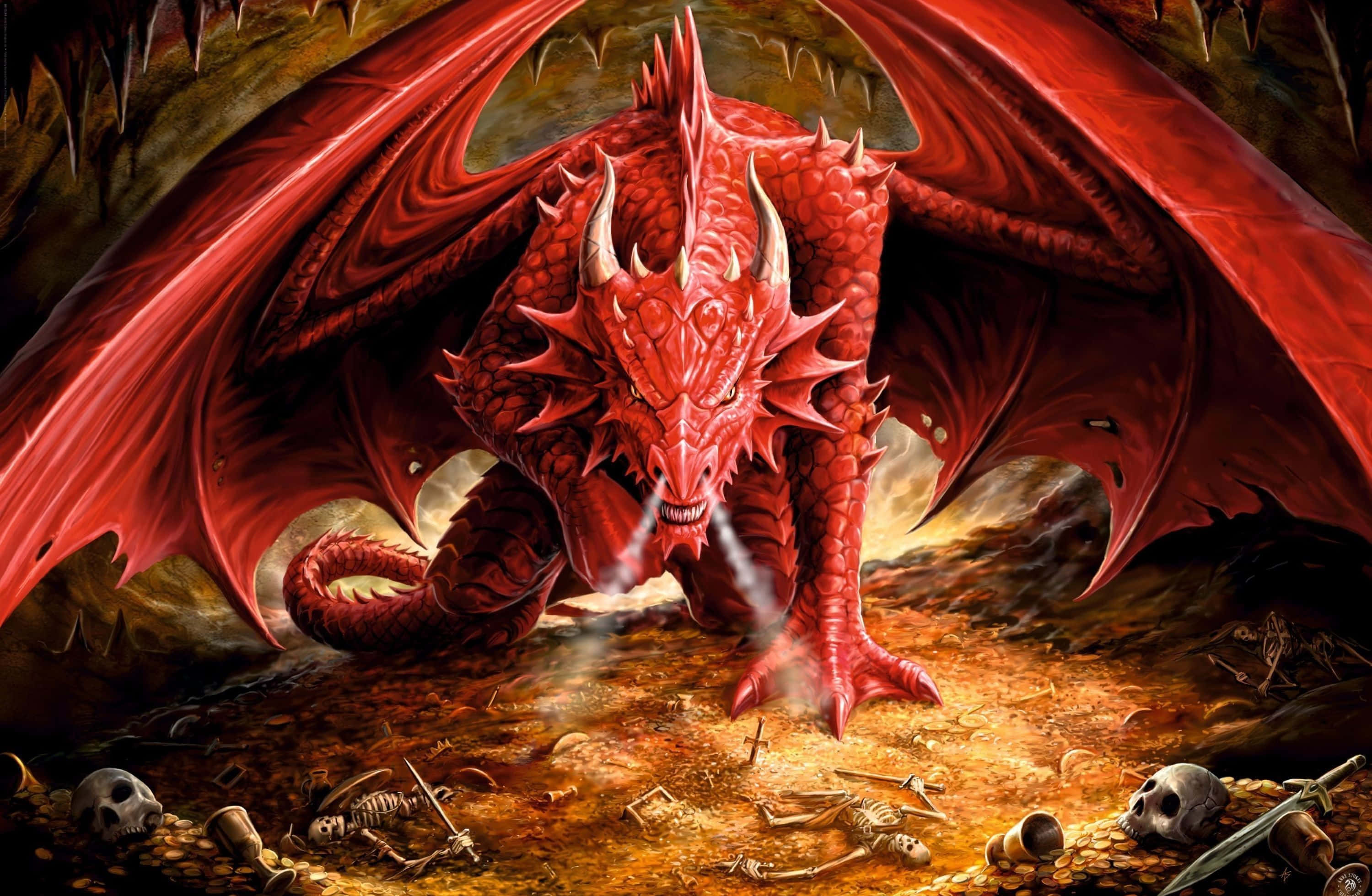 epic dragon, red dragon, spiked scales, 2K Desktop Wallpaper