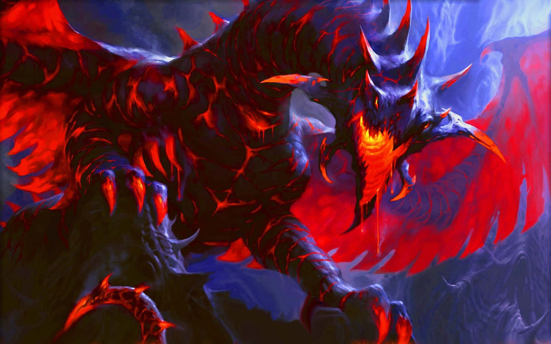 epic dragon, red and black dragon, glowing eyes, Full HD Desktop Wallpaper