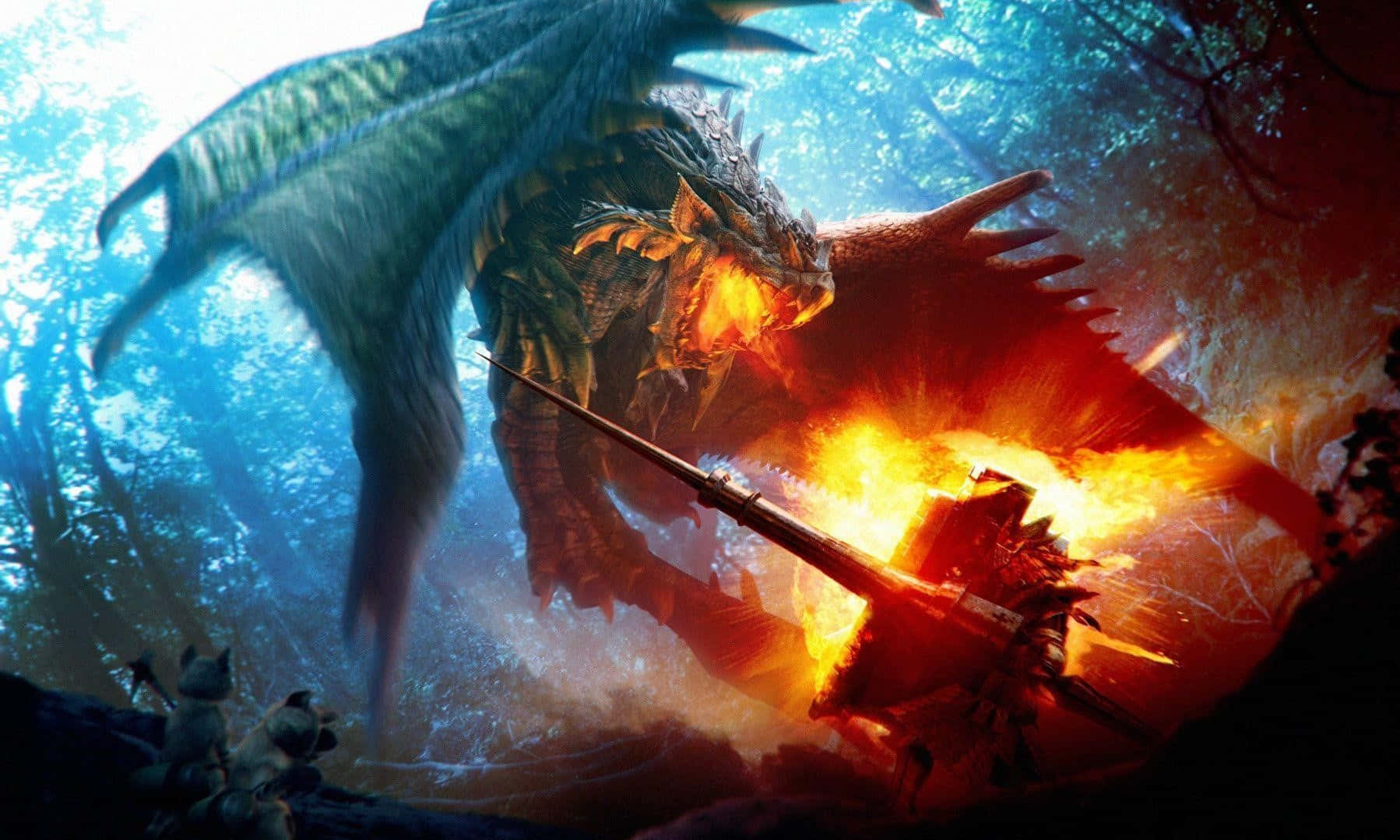 Epic Dragon, glowing orange eyes, fiery breath, HD Desktop Wallpaper