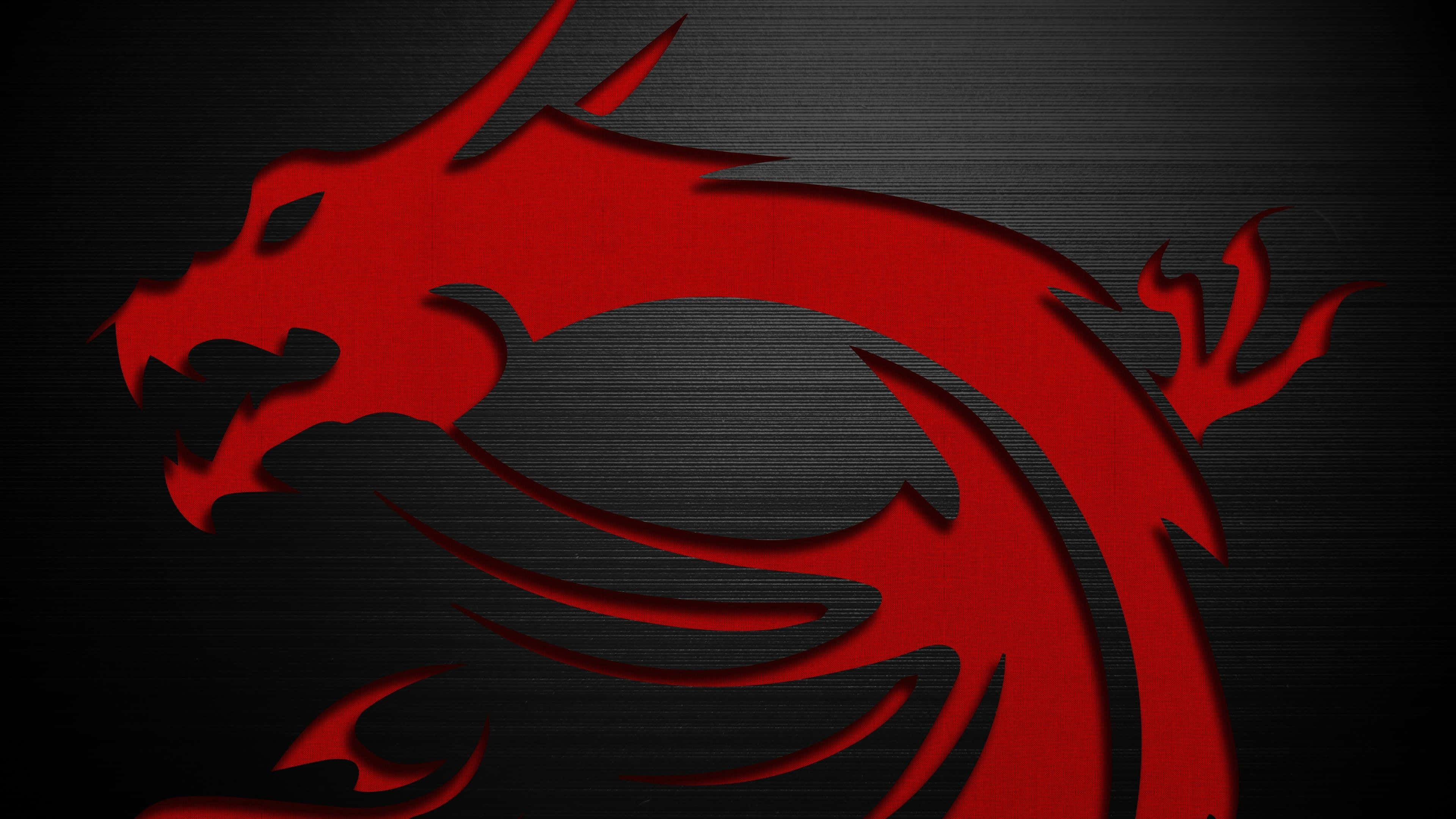 epic dragon, red dragon logo, black background, 4K Desktop Wallpaper