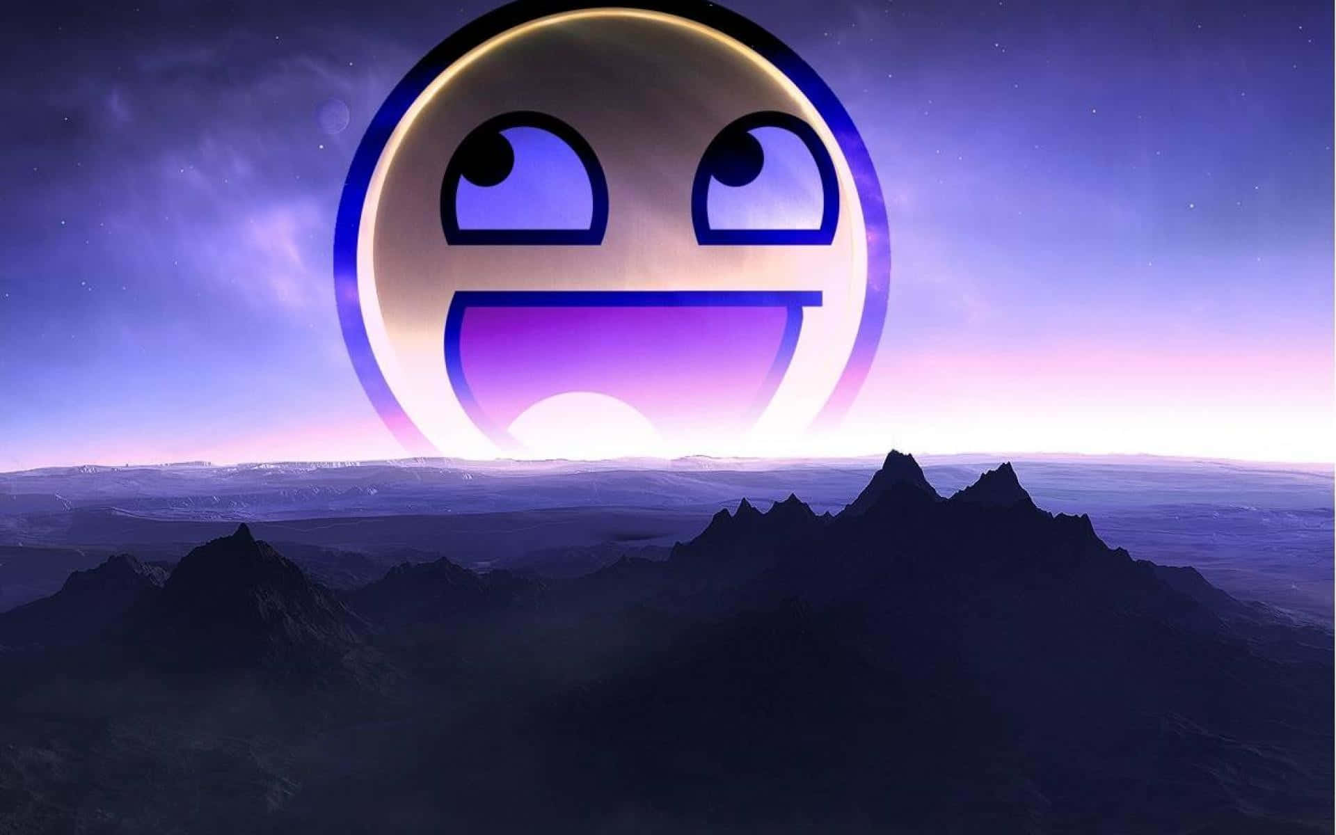 Epic Face, glowing purple emoji, wide eyes, Full HD Desktop Wallpaper