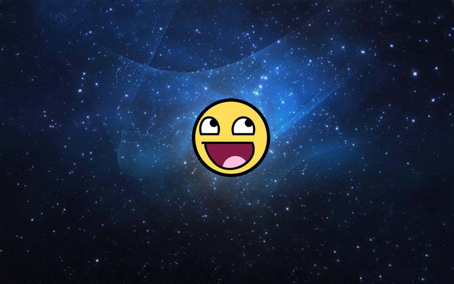 epic face, smiling emoticion face, starry sky, Full HD Desktop Wallpaper