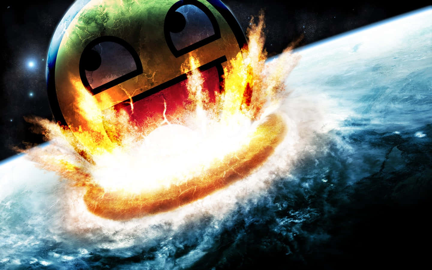 fireball, smiling face, emoji, HD Desktop Wallpaper