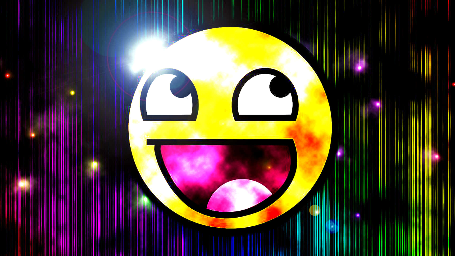 Epic Face, glowing yellow emoji, wide eyes, Full HD Desktop Wallpaper