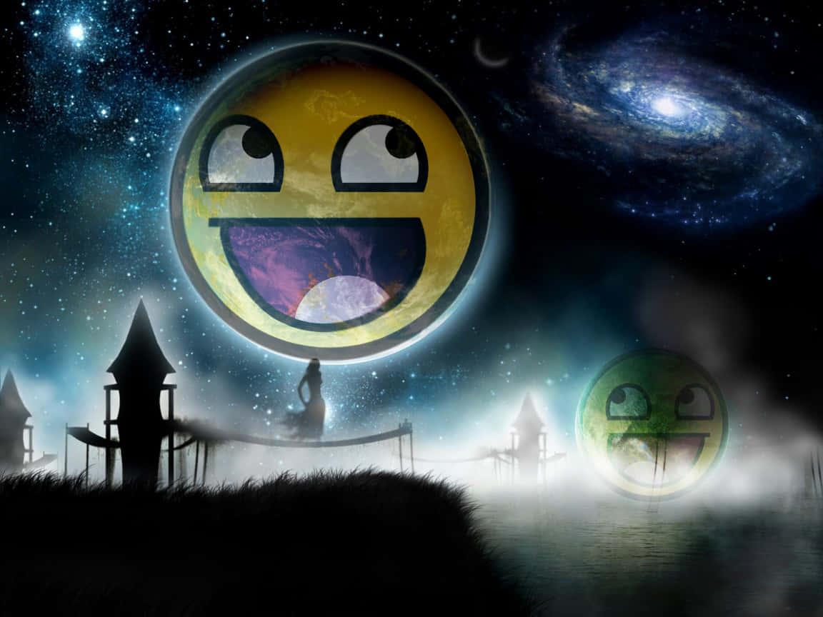 Epic Face, purple nebula, misty landscape, SD Desktop Wallpaper