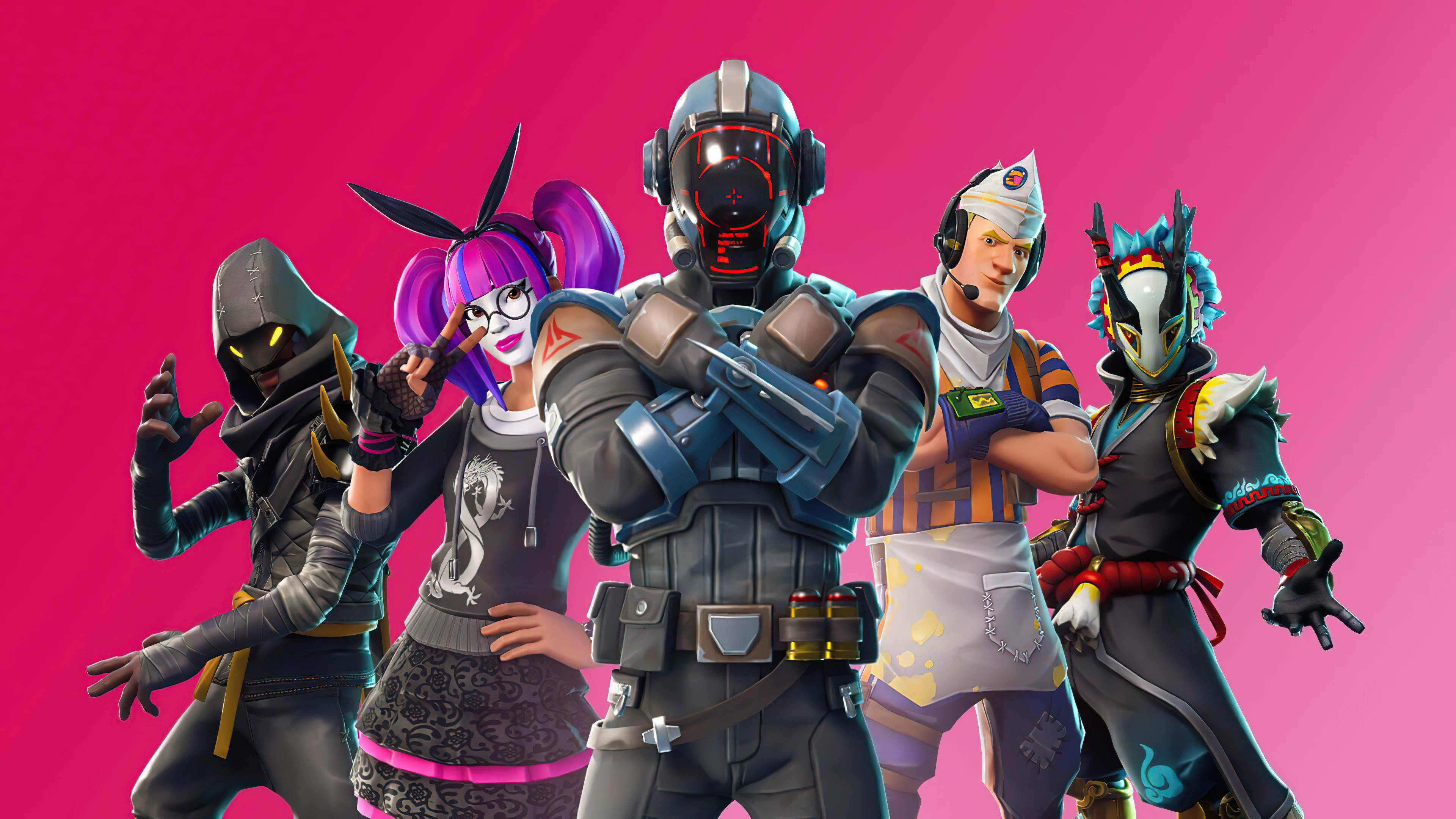Epic Fortnite, pink, Fortnite characters, 4K Desktop Wallpaper