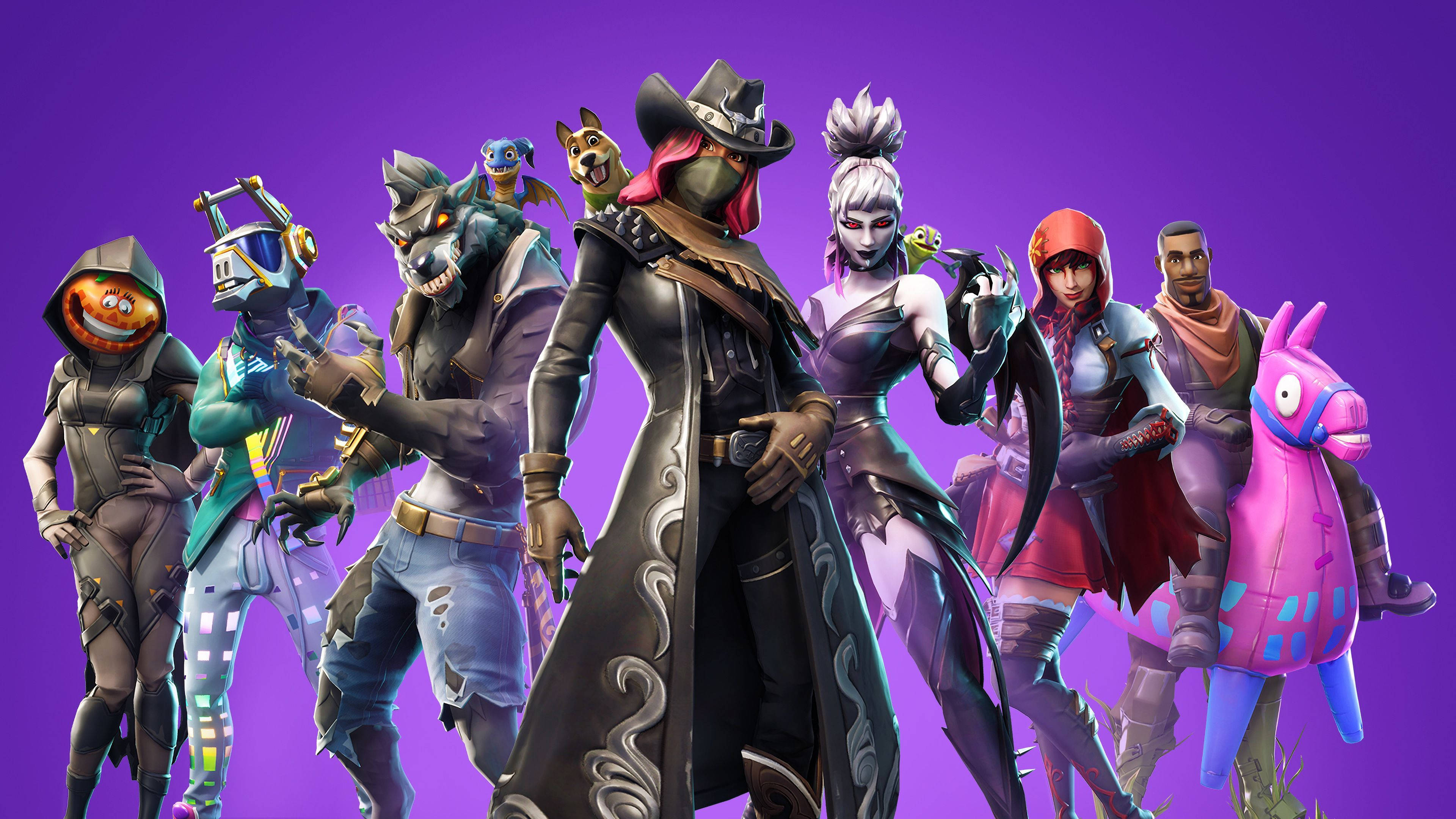 Epic Fortnite, purple, Fortnite characters, 4K Desktop Wallpaper