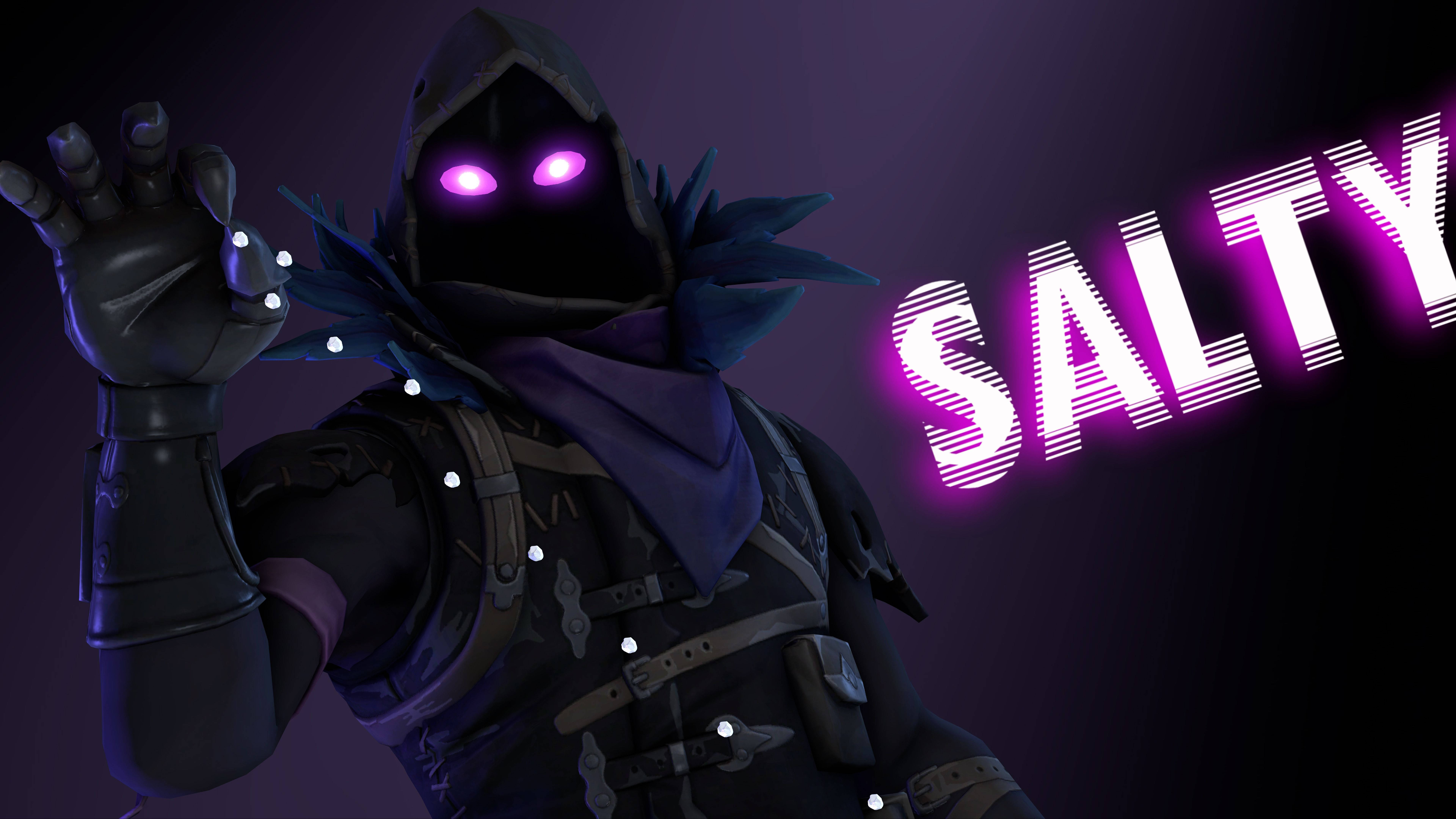 Epic Fortnite, Salty Pink, glowing purple eyes, 8K Desktop Wallpaper