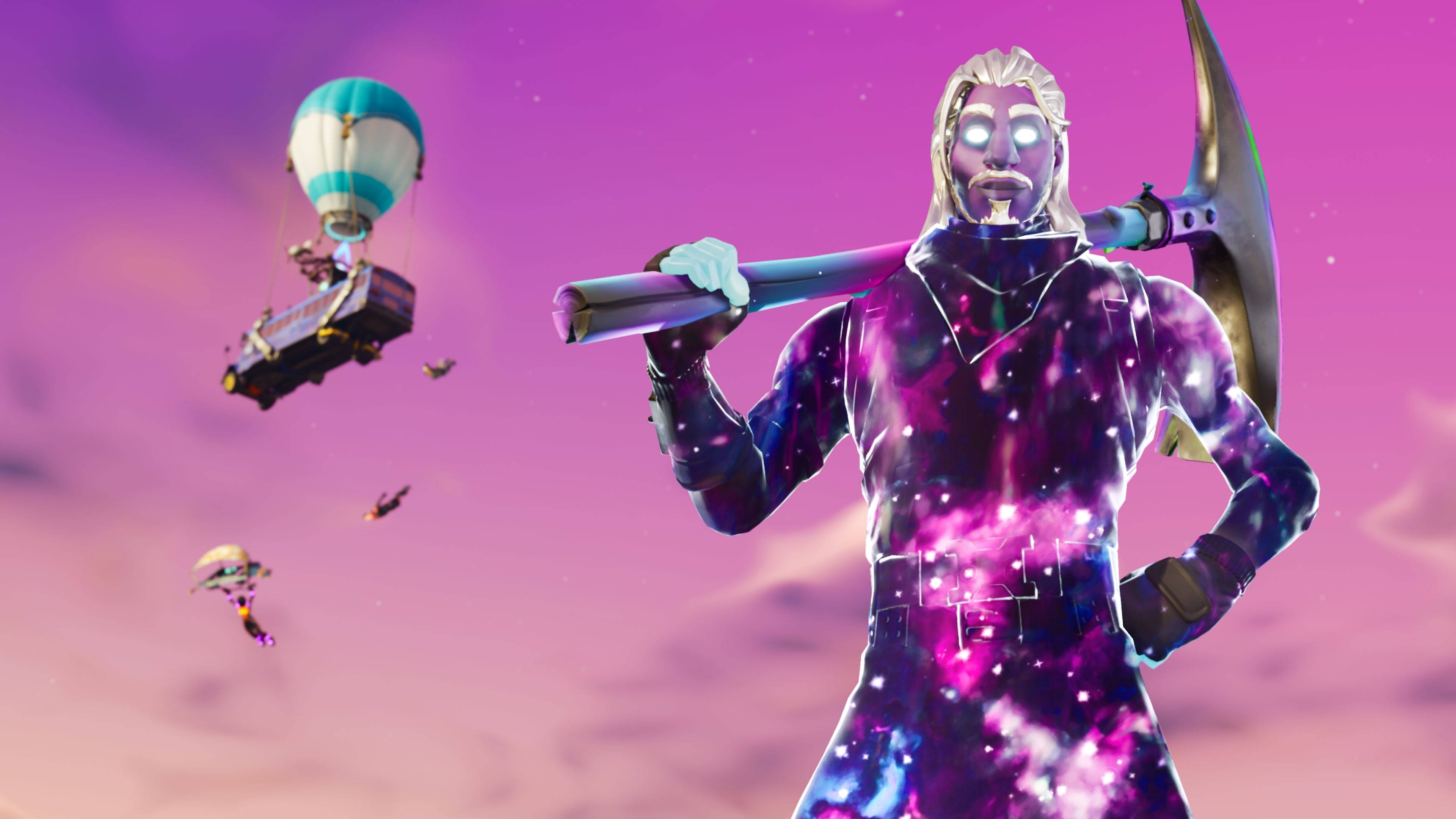 Epic Fortnite, hot air balloon, gliders, 4K Desktop Wallpaper