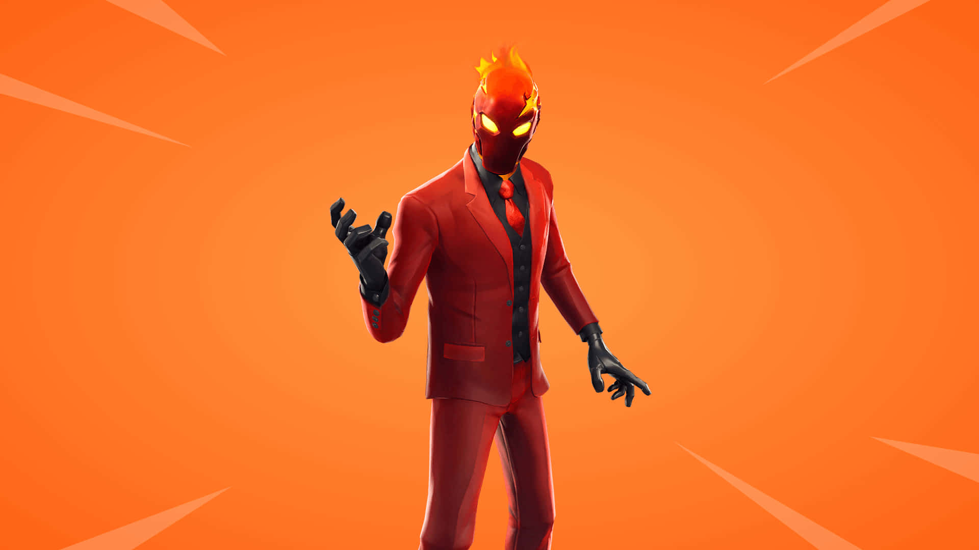 Fortnite, flaming suit, red suit, Full HD Desktop Wallpaper