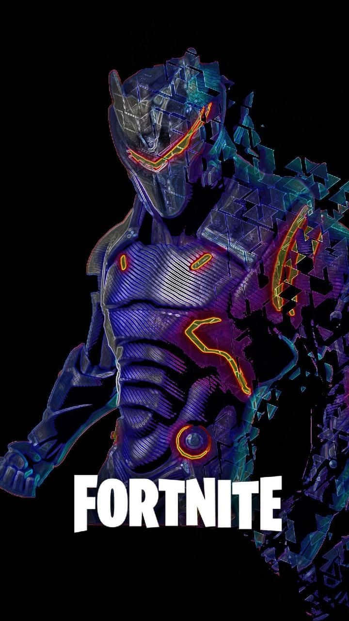 Fortnite, glowing purple, blue armored suit, HD Phone Wallpaper