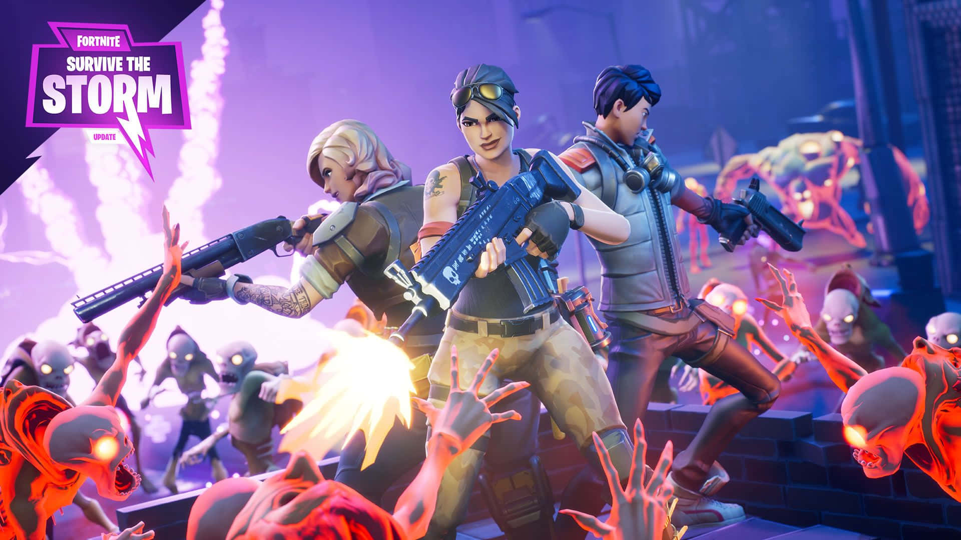 Fortnite, PC, glowing red zombies, Full HD Desktop Wallpaper