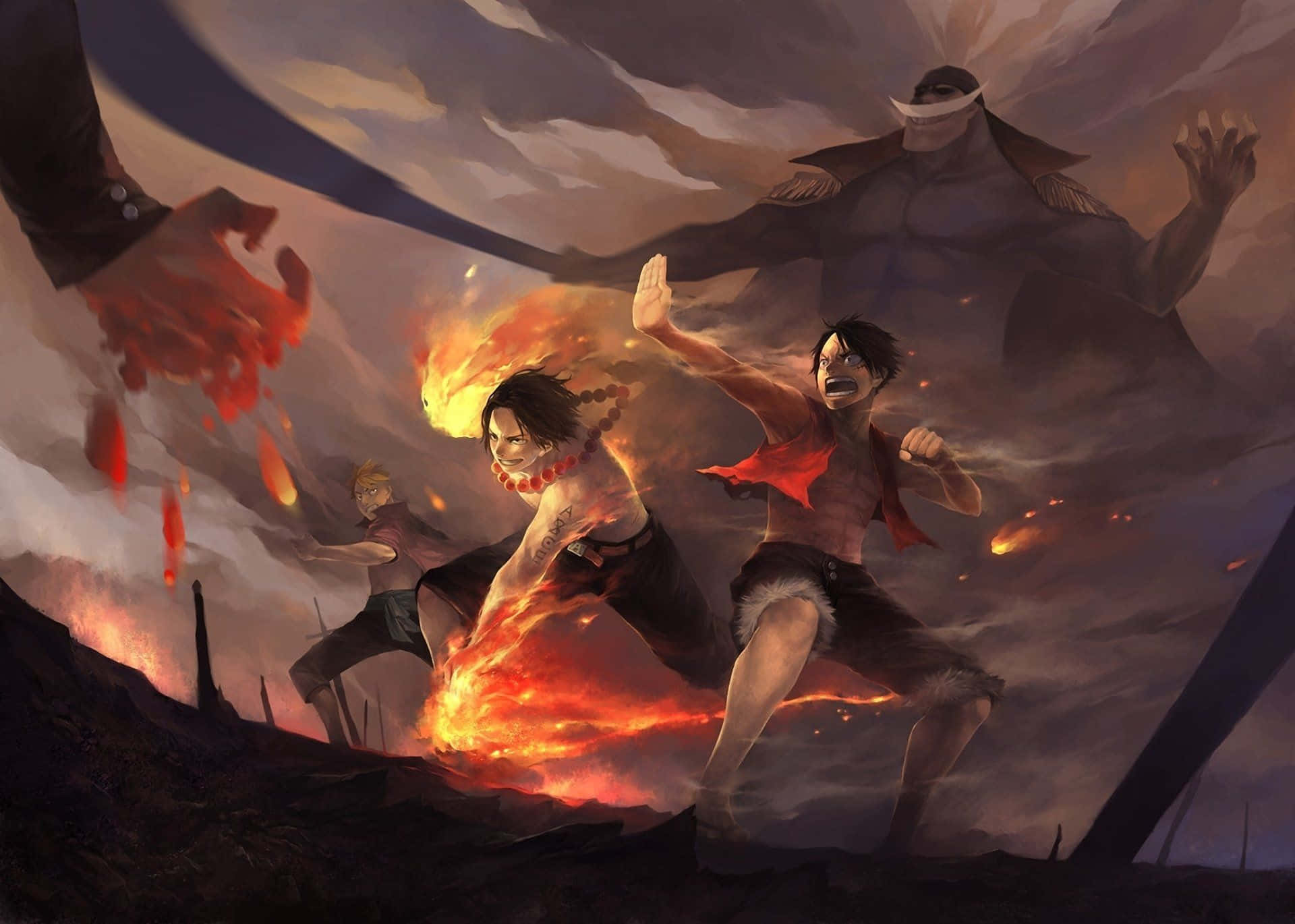 Epic Luffy, anime warriors, giant enemy, Full HD Desktop Wallpaper