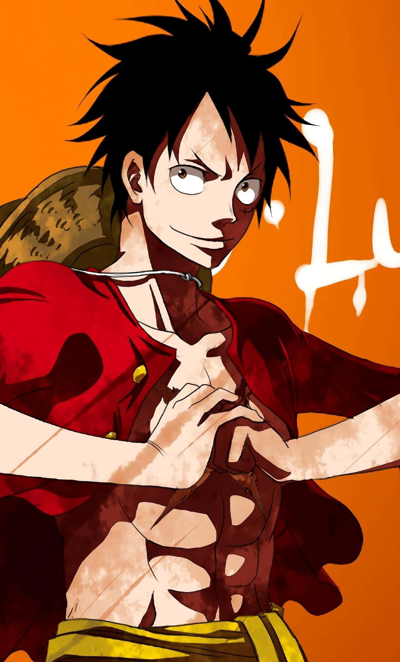 Epic Luffy, spiky black hair, red coat, Full HD Phone Wallpaper