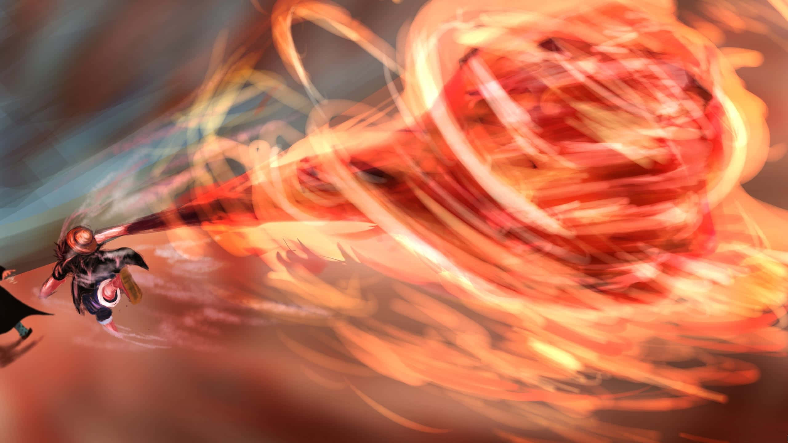 Epic Luffy, Luffy, fiery energy blast, 2K Desktop Wallpaper