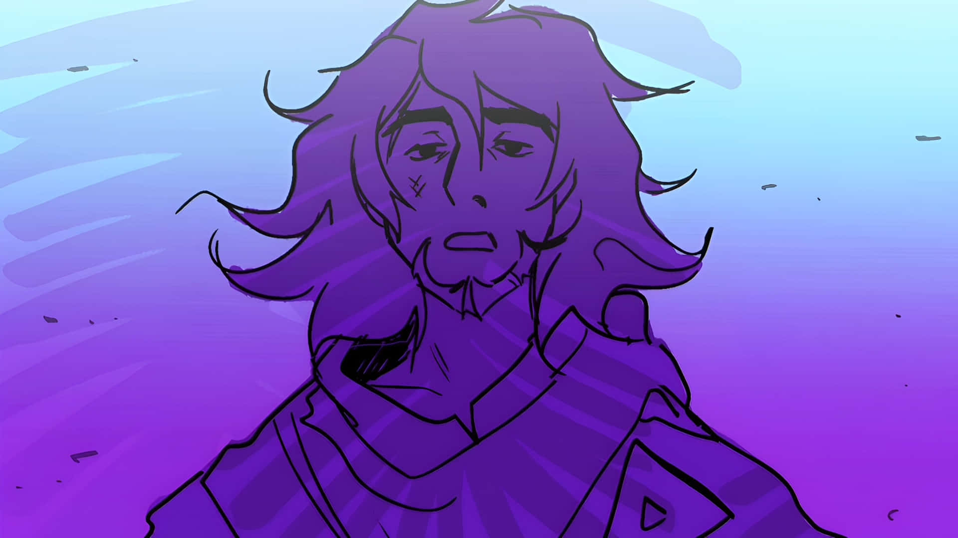 Epic The Musical, purple-haired character, weary expression, Full HD Desktop Wallpaper