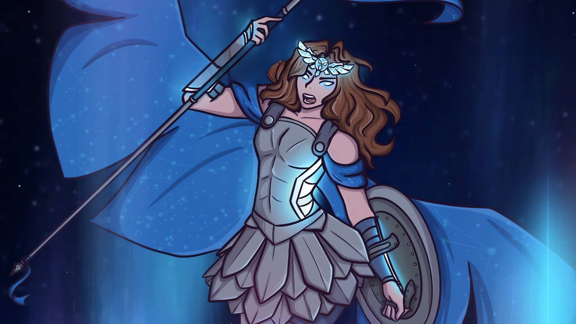Epic The Musical, warrior woman, silver armor, Full HD Desktop Wallpaper