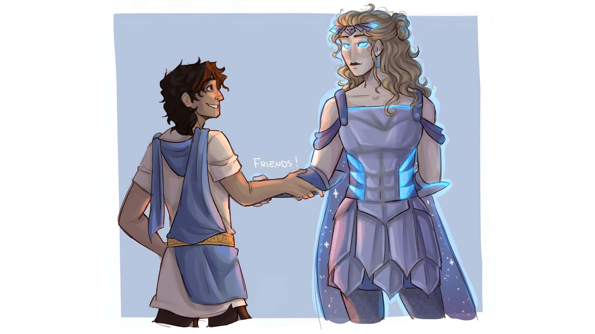 Epic The Musical, blue tunic, glowing blue and purple armored dress, Full HD Desktop Wallpaper
