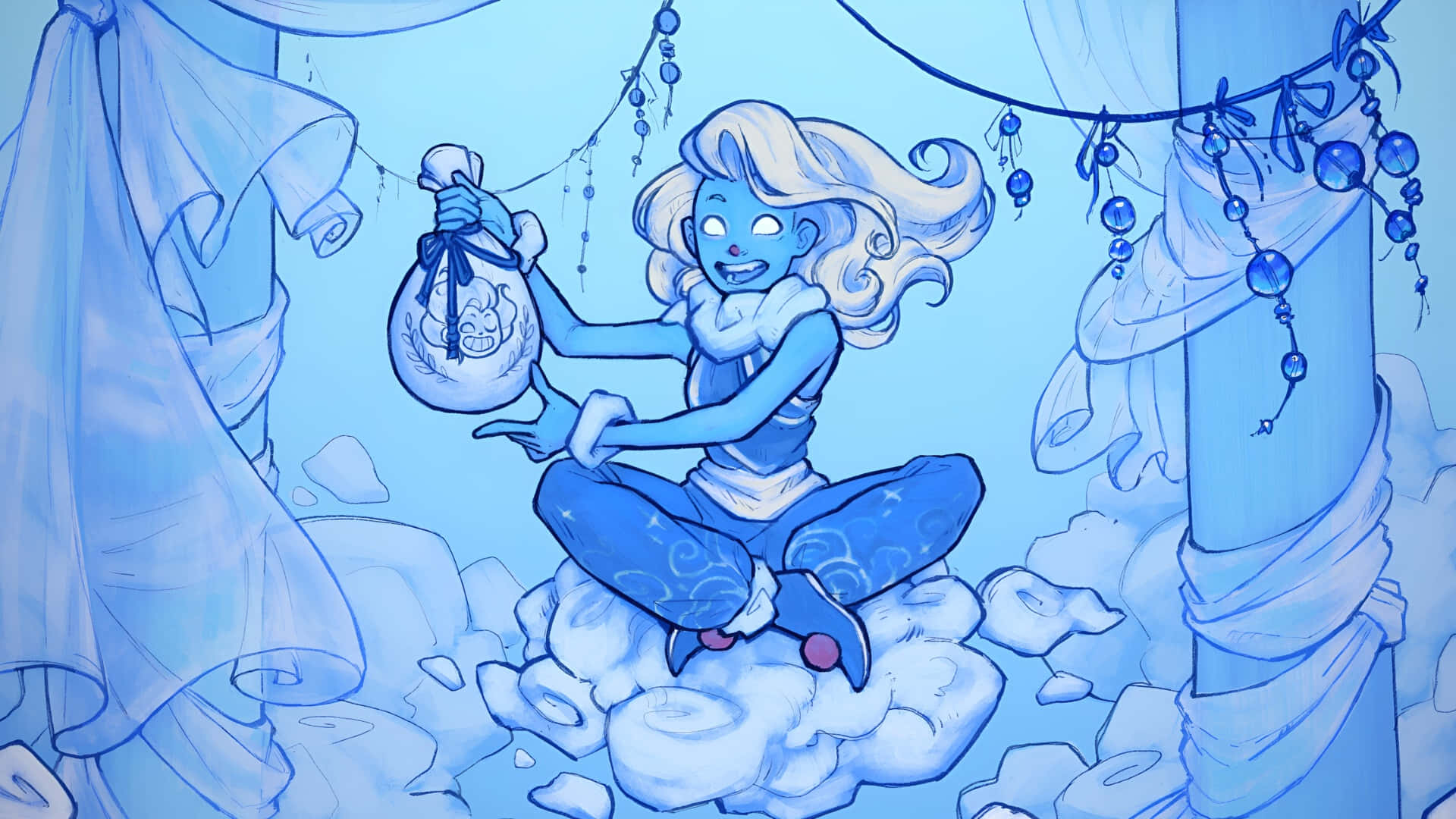 Epic The Musical, blue-skinned animated girl, blonde hair, Full HD Desktop Wallpaper