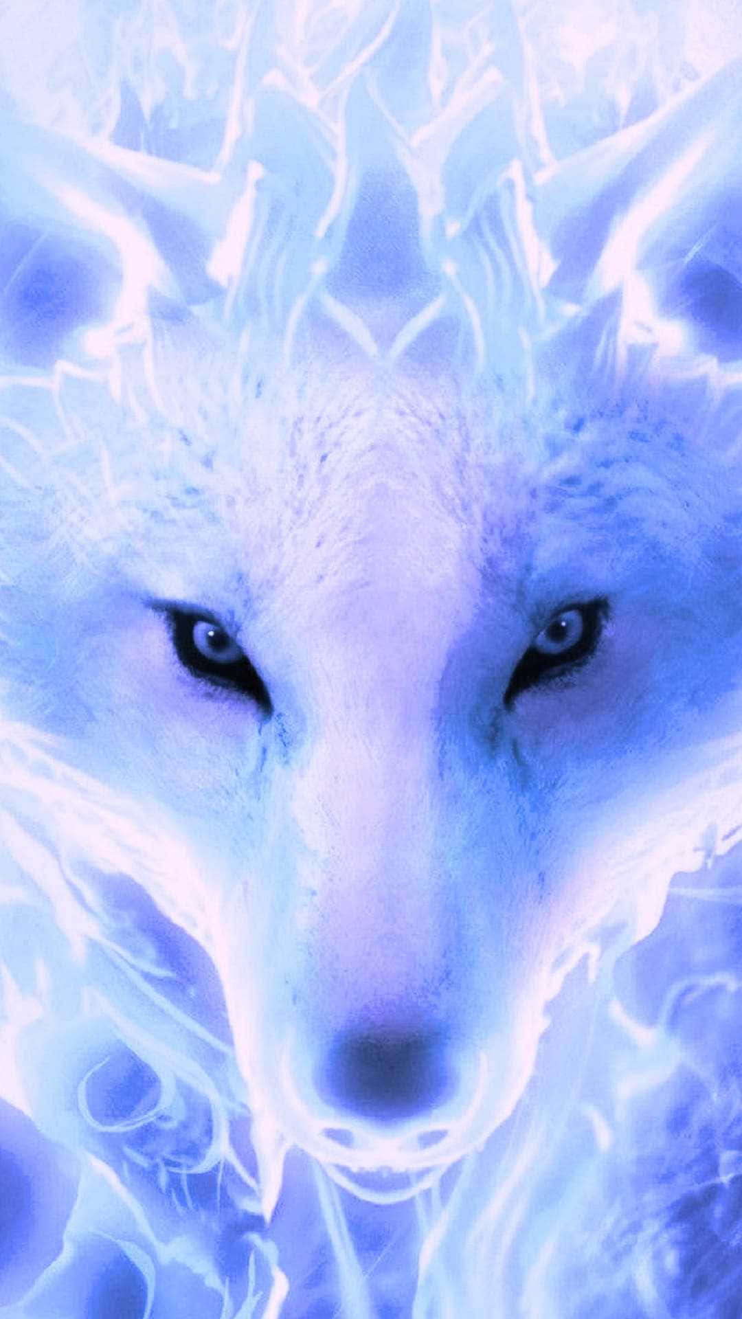 Epic Wolf, mystical white wolf, glowing blue eyes, Full HD Phone Wallpaper