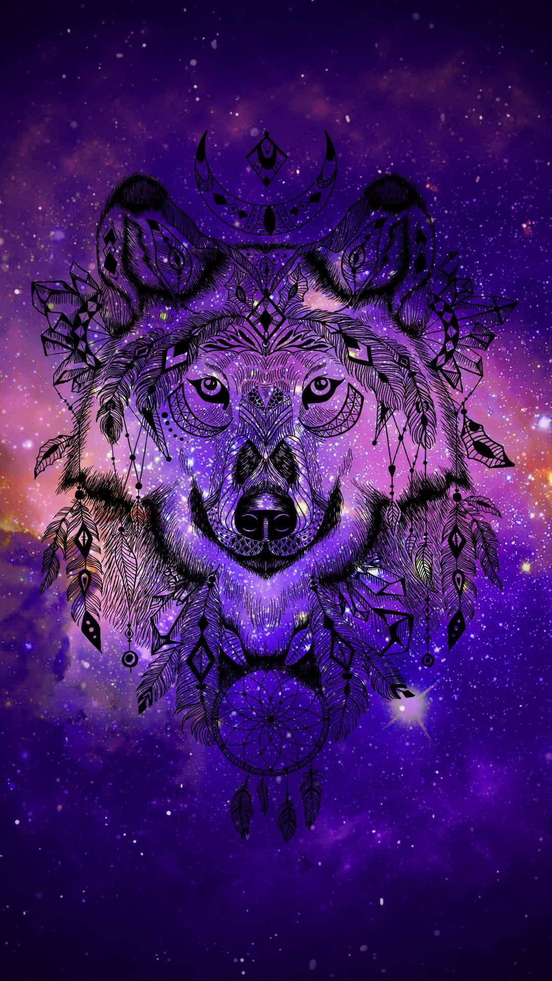 Epic Wolf, dreamcatcher, feathers, Full HD Phone Wallpaper