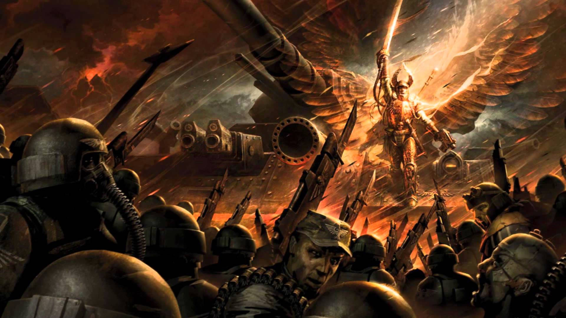 Epic Combat Gaming Desktop, fiery battlefield, armored soldiers, Full HD Desktop Wallpaper