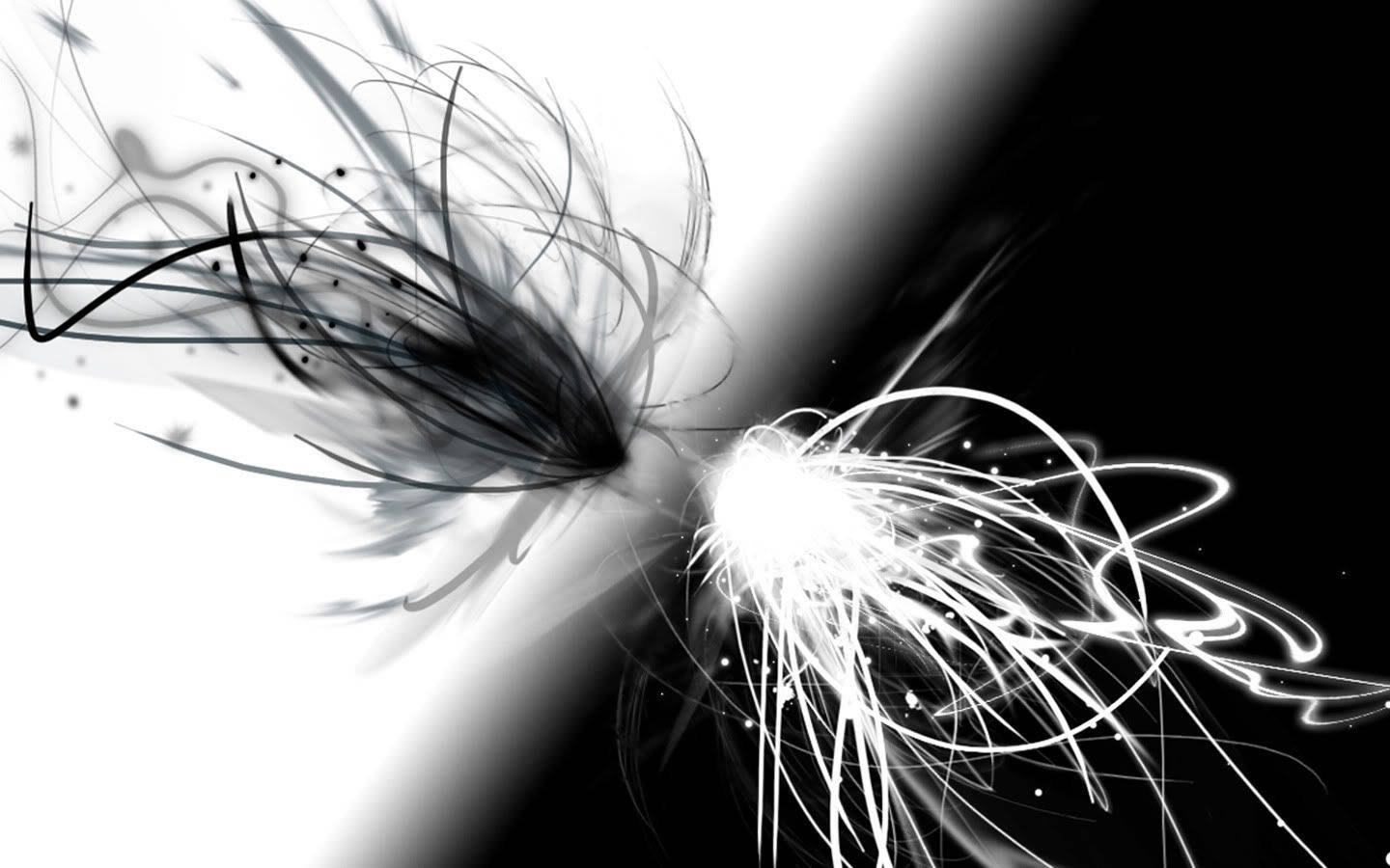 Epic, black and white abstract swirls, bright central point, HD Desktop Wallpaper