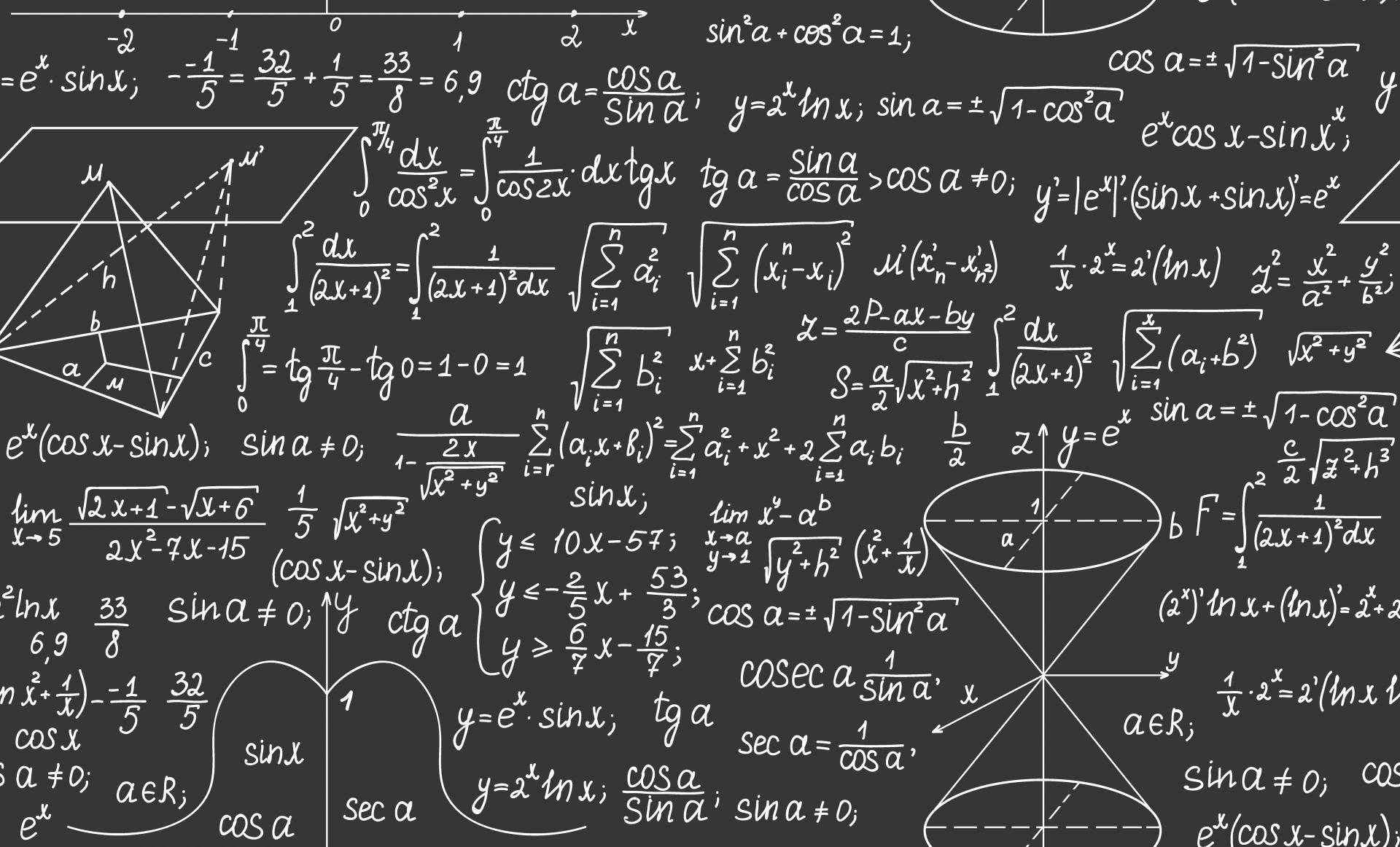 chalkboard, handwritten mathematical equations, geometric diagrams, Full HD Desktop Wallpaper