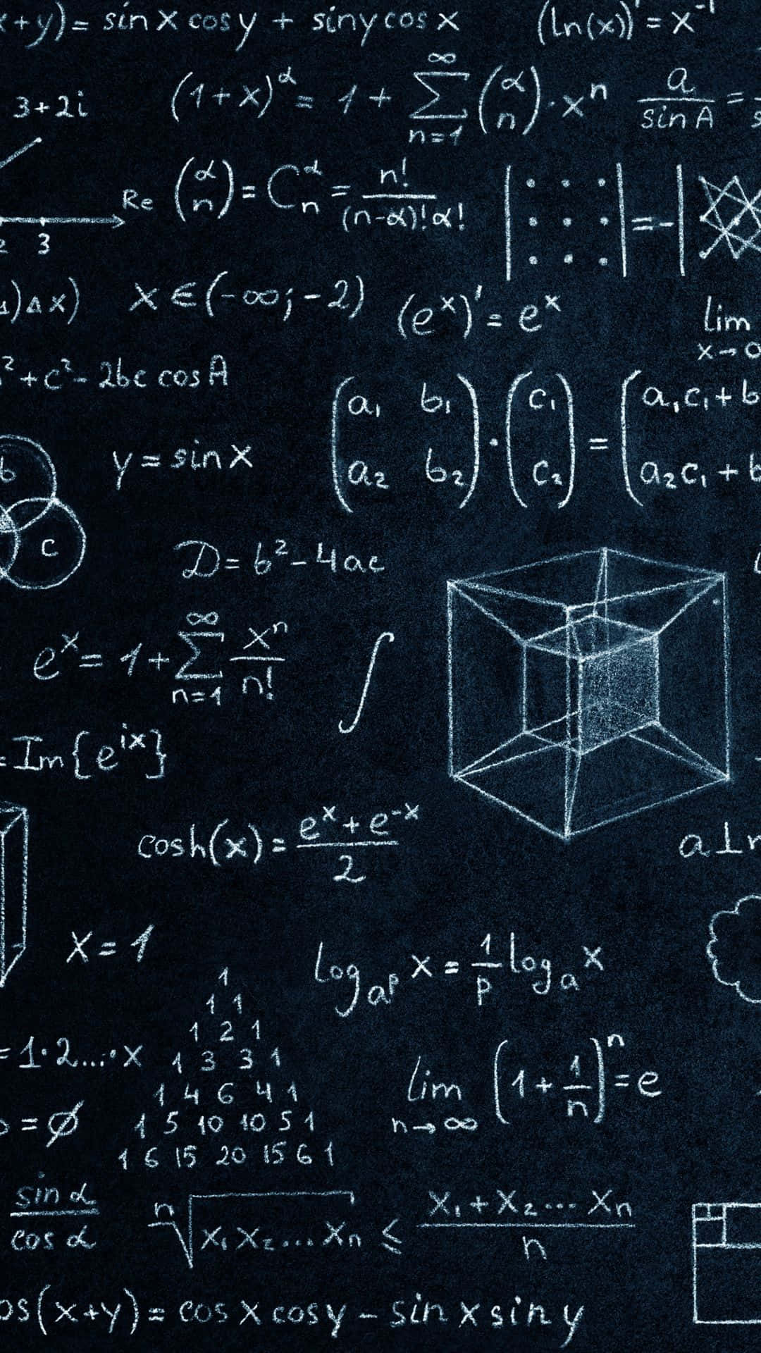 chalkboard, complex mathematical equations, geometric sketches, Full HD Phone Wallpaper