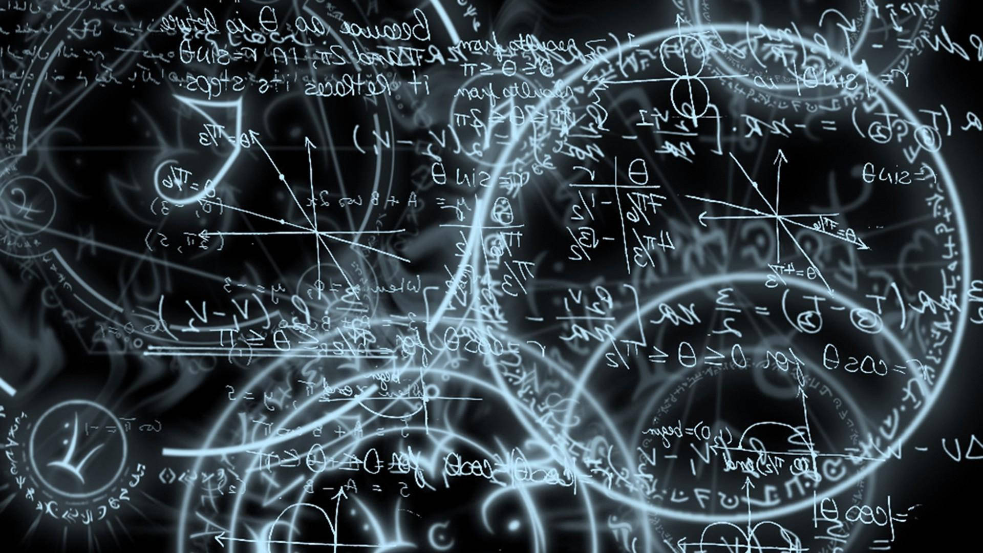 mathematical alchemy equations, glowing white mathematical equations, geometric diagrams, Full HD Desktop Wallpaper