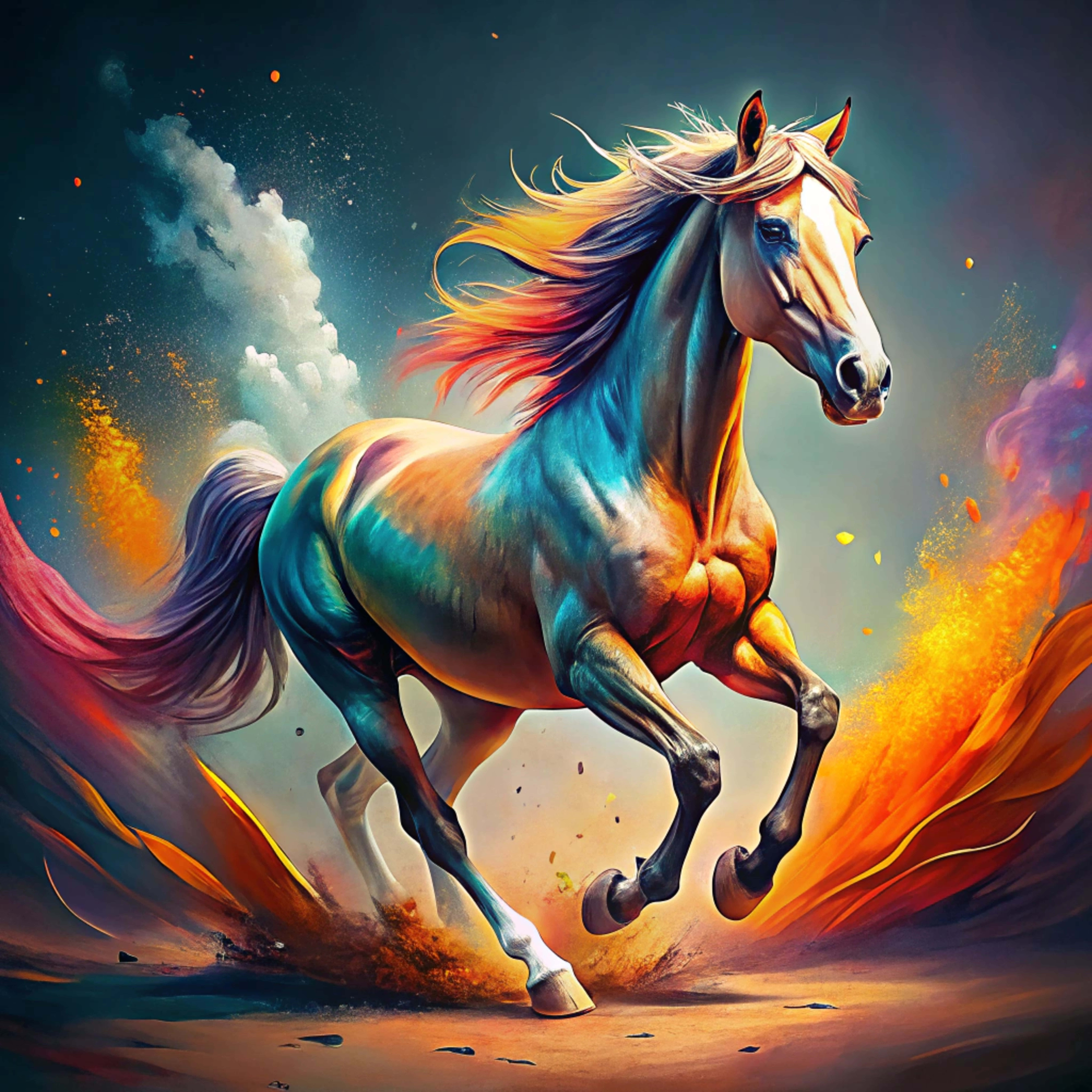 horse, rainbow mane, rainbow tail, 8K Desktop Wallpaper