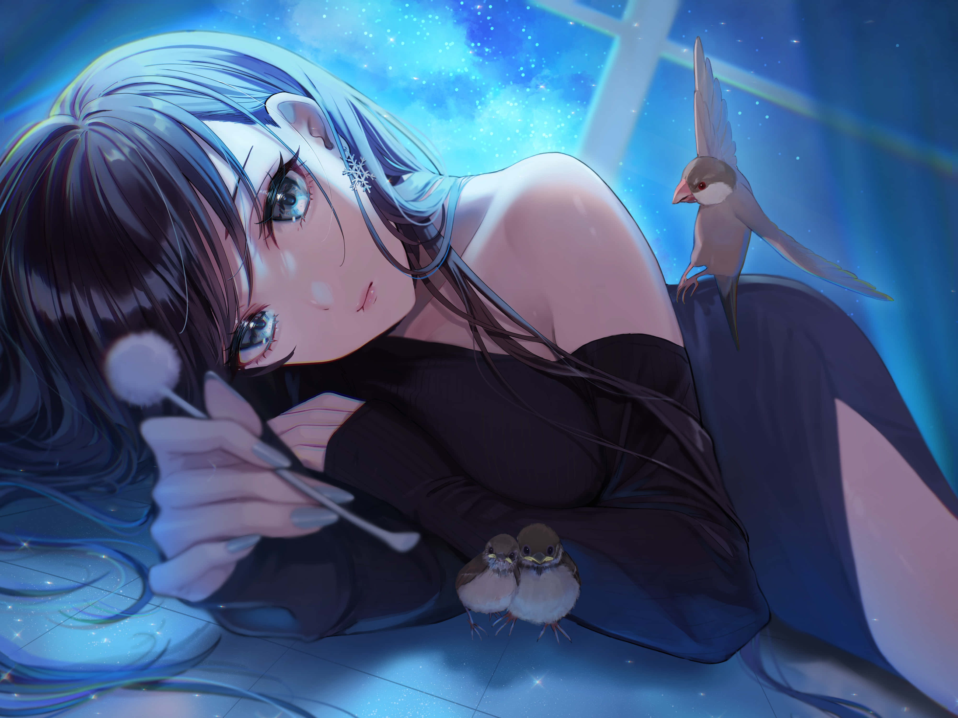 Erased 4K, blue-haired anime girl, dandelion clock, 4K Desktop Wallpaper