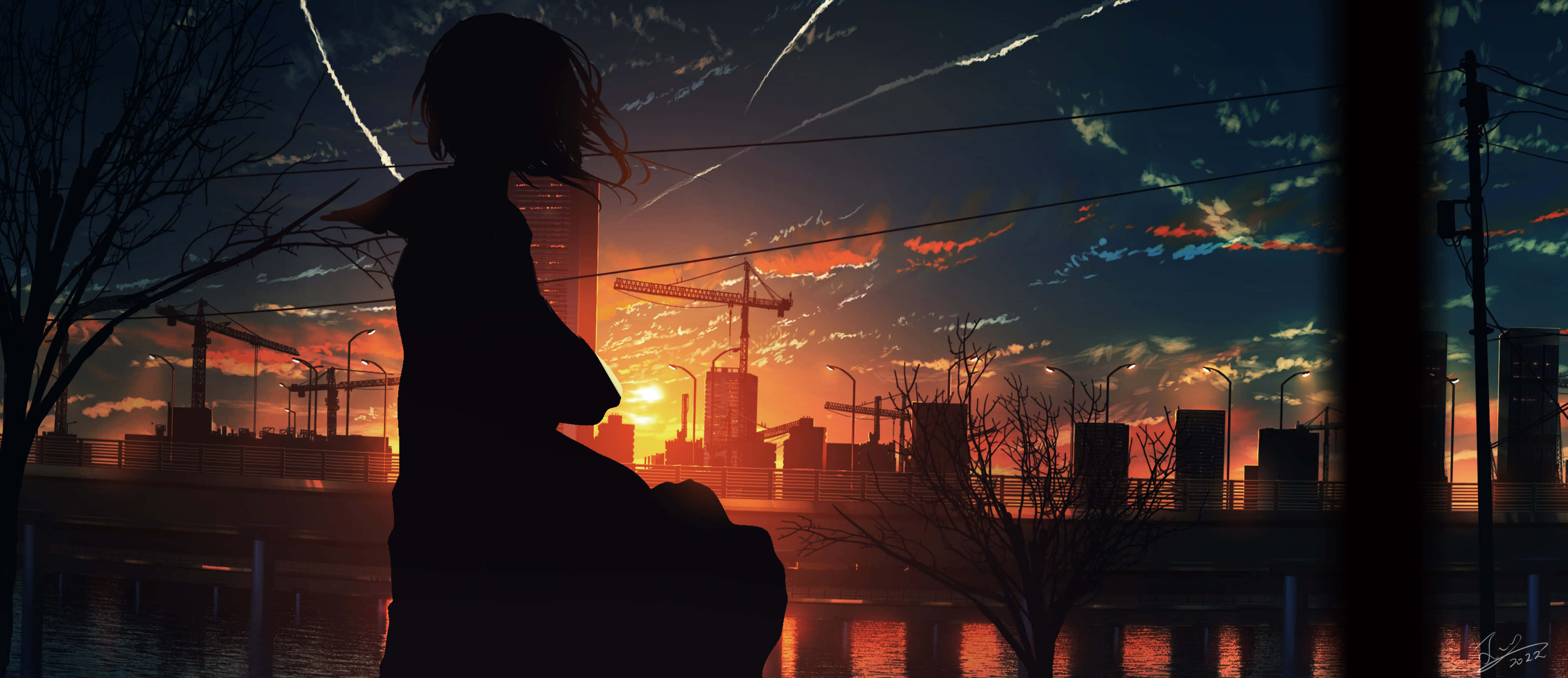 Erased 4K, sunset, urban skyline, 2K Desktop Wallpaper