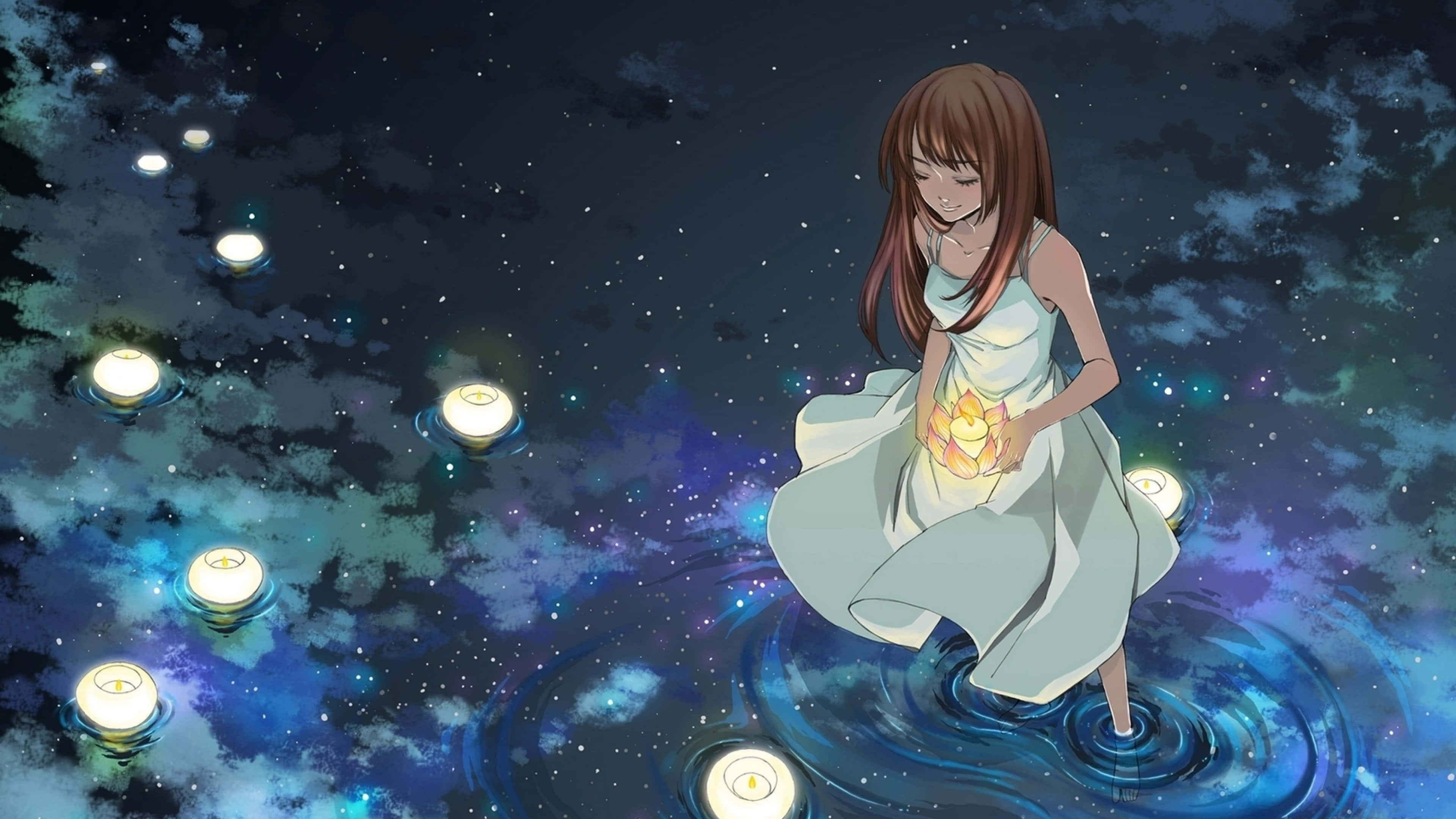 Erased 4K, anime girl, white dress, 4K Desktop Wallpaper