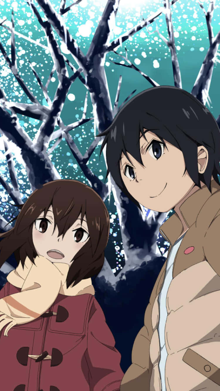 Erased Anime, Christmas Tree, snowy forest, HD Phone Wallpaper