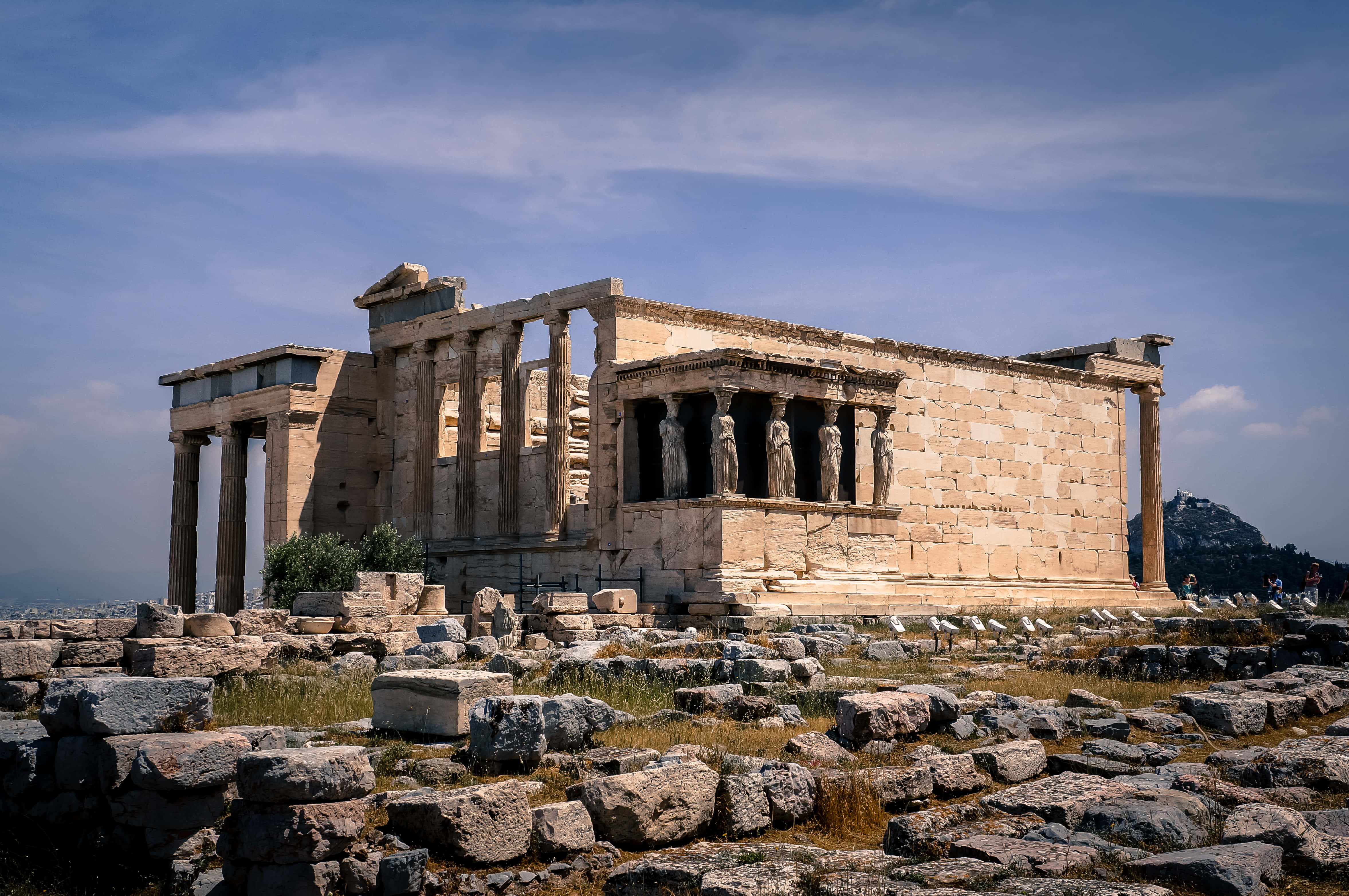 Erechtheion, southwest facade, ancient marble temple, 4K Desktop Wallpaper
