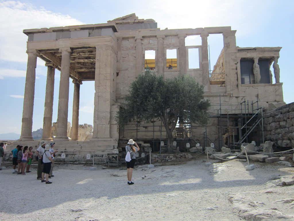 Erechtheion, ancient Greek ruins, stone columns, SD Desktop Wallpaper