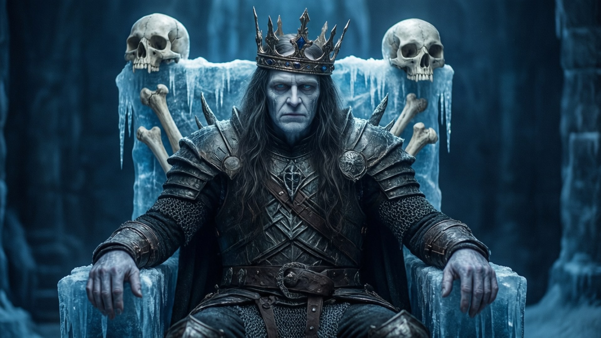 Eredin Bréacc Glas, throne of ice, bones, Full HD Desktop Wallpaper