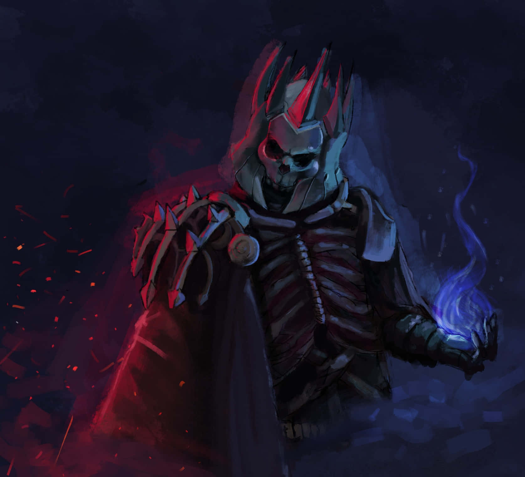 Eredin Bréacc Glas, spiked armor, glowing blue magic, HD Desktop Wallpaper