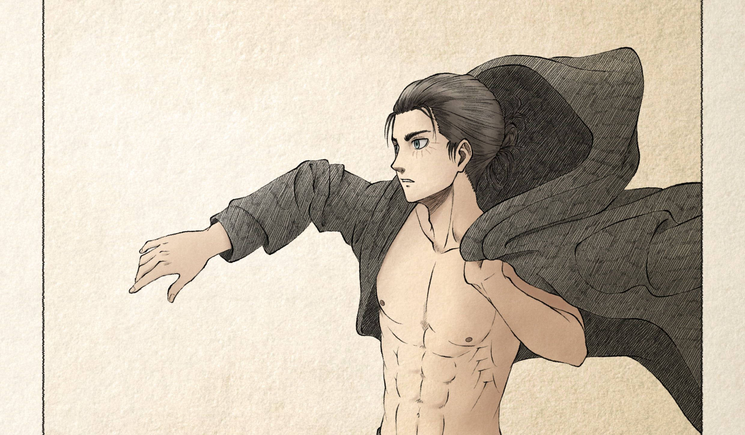 Eren Season 4, muscular anime man, dark hair, Full HD Desktop Wallpaper