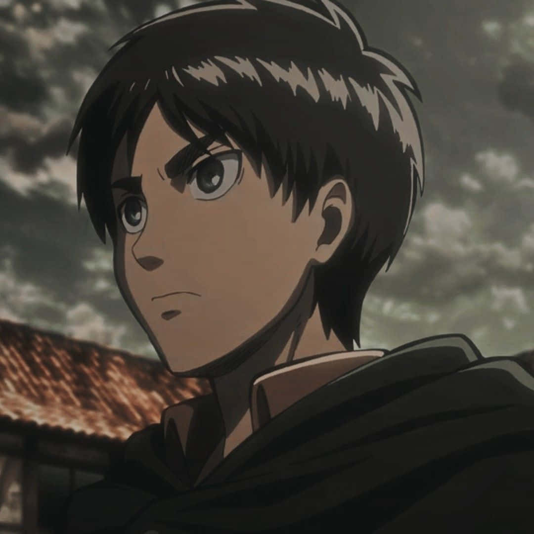 Eren Yeager, cloudy sky, tiled roof, SD Desktop Wallpaper