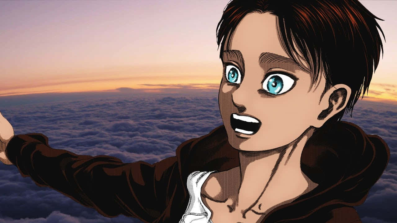 Eren Yeager, blue eyes, clouds, HD Desktop Wallpaper