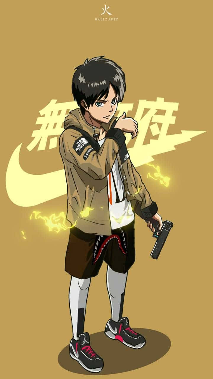Eren Yeager, brown jacket, shorts, HD Phone Wallpaper