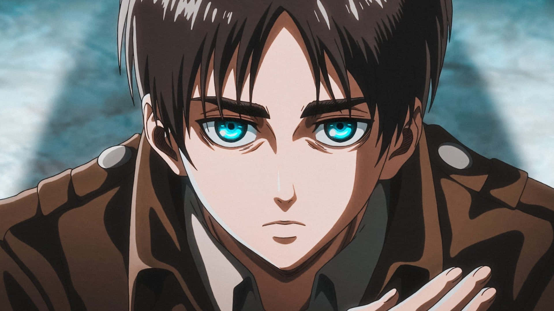 Eren Yeager, bright eyes, intense blue eyes, Full HD Desktop Wallpaper